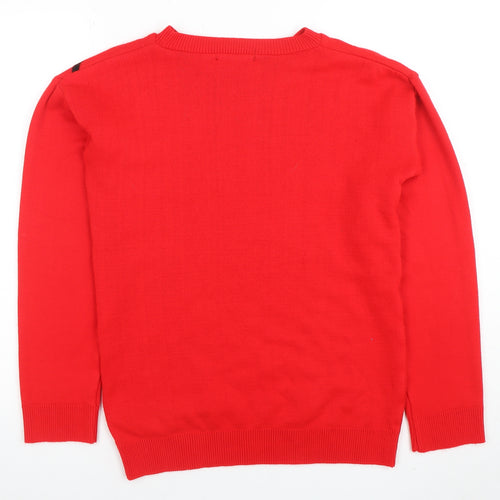 boohoo Men Red Christmas Graphic Knit Jumper Size S