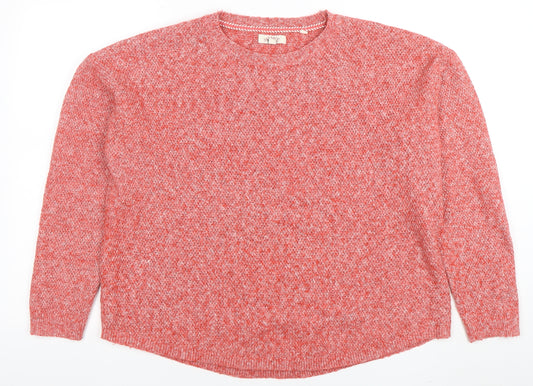 Fat Face Women's Red Knit Crew Neck Long Sleeve Jumper Size 8