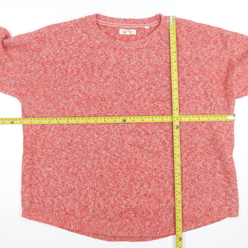 Fat Face Women's Red Knit Crew Neck Long Sleeve Jumper Size 8