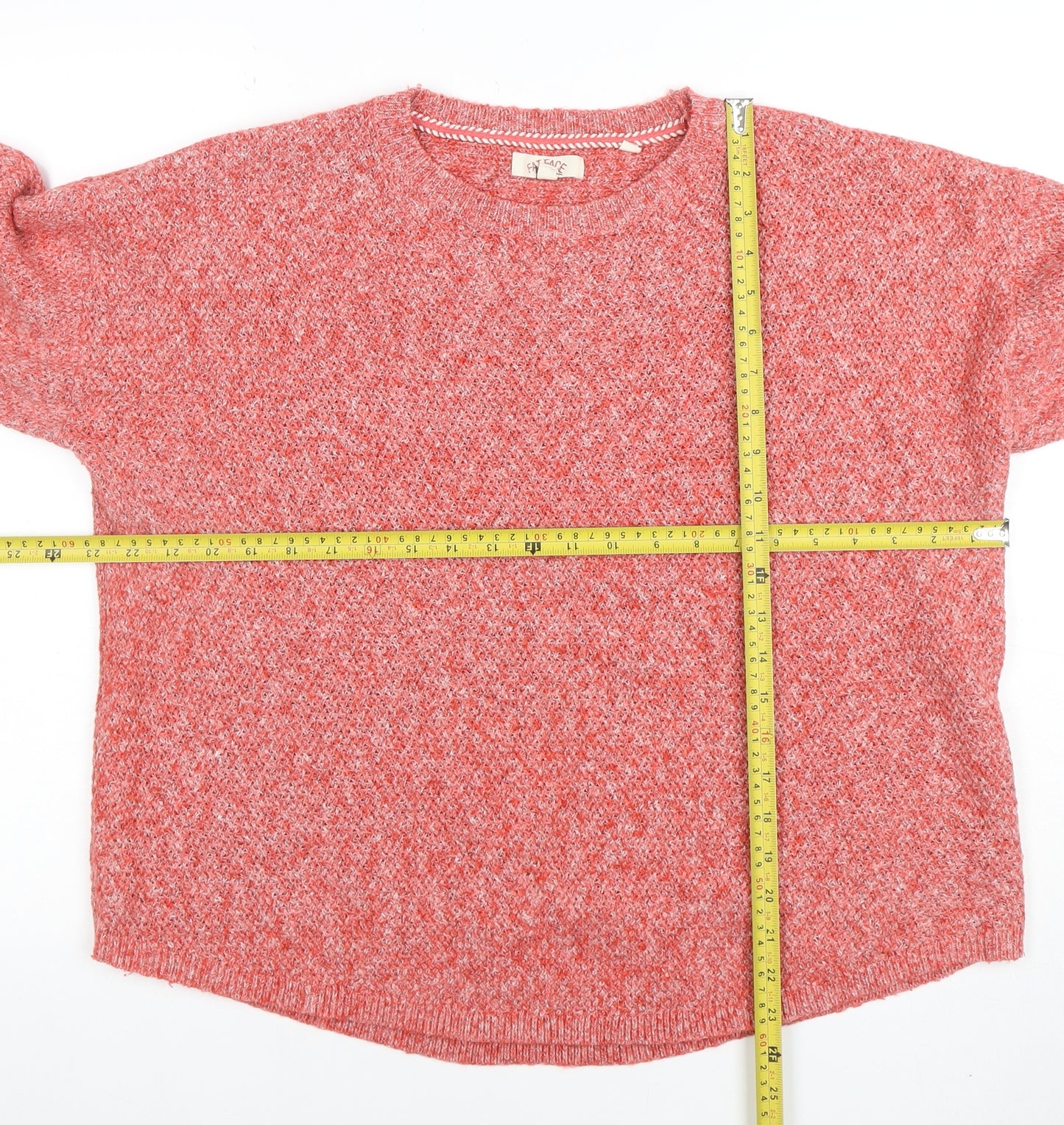 Fat Face Women's Red Knit Crew Neck Long Sleeve Jumper Size 8