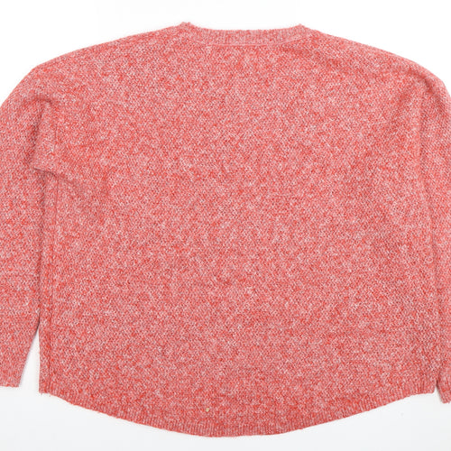 Fat Face Women's Red Knit Crew Neck Long Sleeve Jumper Size 8