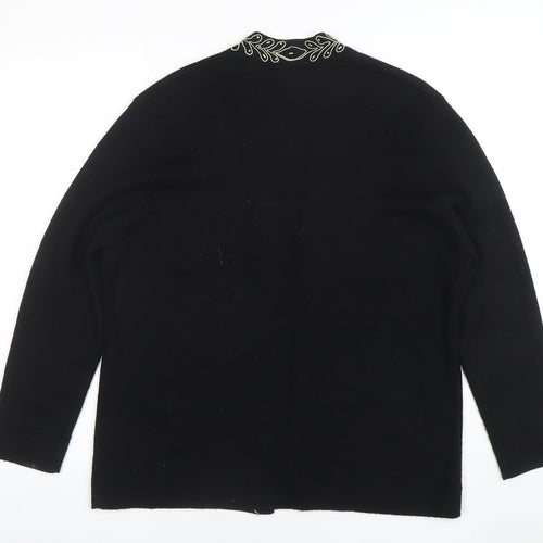 Eastex Women's Black Long Sleeve Embroidered Cardigan Size 14