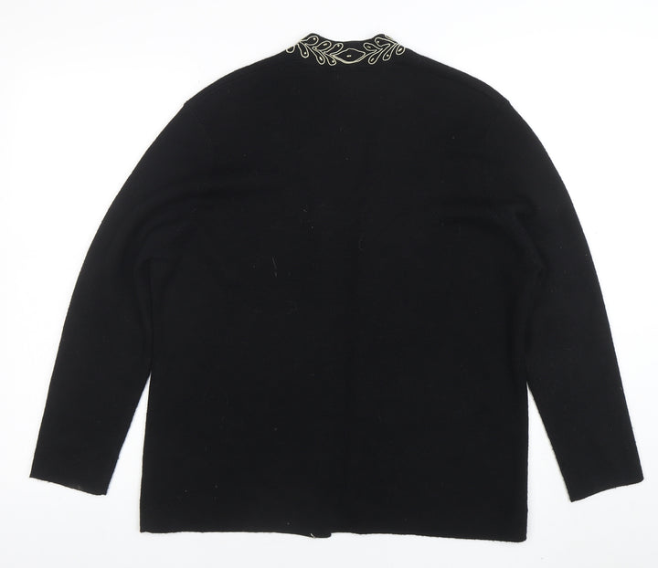 Eastex Women's Black Long Sleeve Embroidered Cardigan Size 14