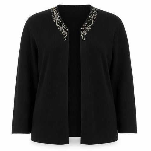 Eastex Women's Black Long Sleeve Embroidered Cardigan Size 14