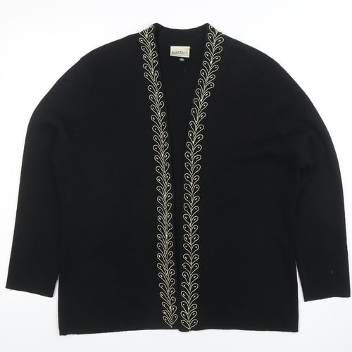 Eastex Women's Black Long Sleeve Embroidered Cardigan Size 14