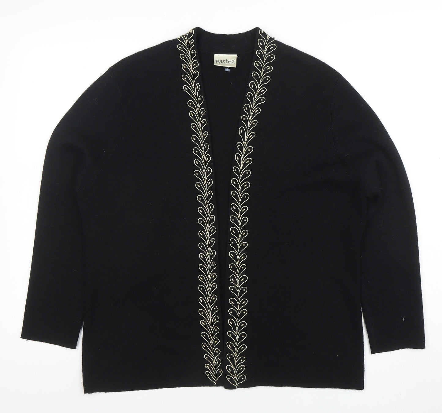Eastex Women's Black Long Sleeve Embroidered Cardigan Size 14