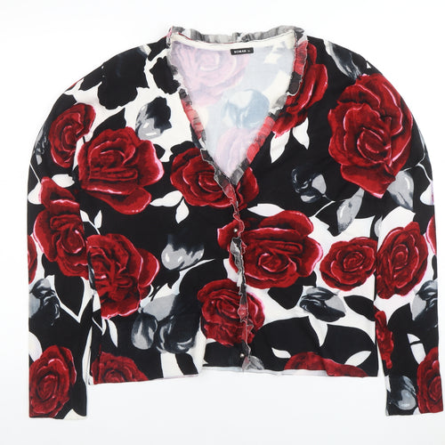 Roman Women’s Multicoloured Floral V-Neck Cardigan Size 20