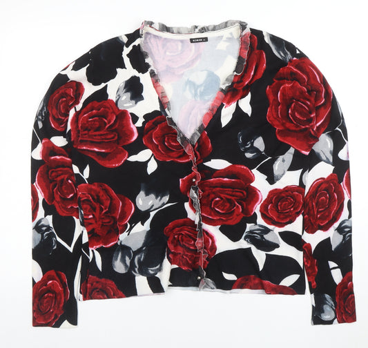 Roman Women’s Multicoloured Floral V-Neck Cardigan Size 20