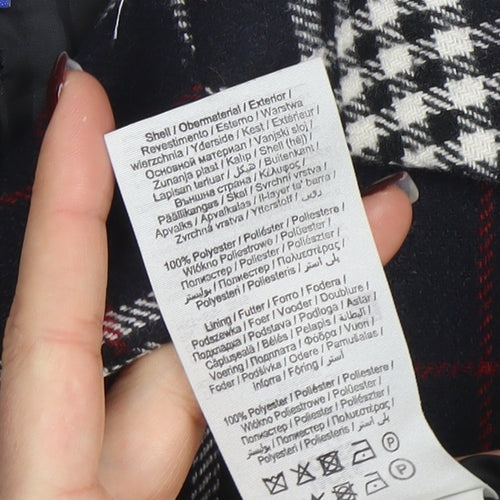 Jack & Jones Unisex Black Checked Long Overcoat L Polyester