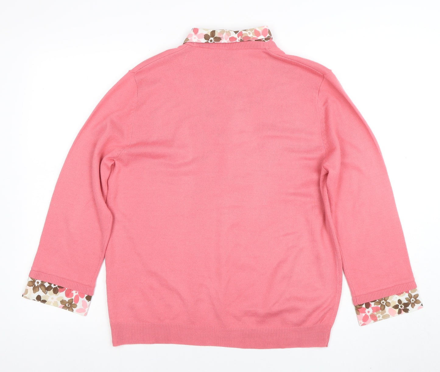 Classics Women Pink V-Neck 3/4 Sleeve Cardigan Size 16