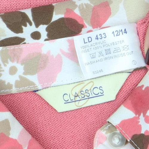 Classics Women Pink V-Neck 3/4 Sleeve Cardigan Size 16