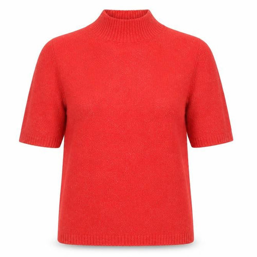 Marks and Spencer Women's Red Mock Neck Short Sleeve Jumper XS