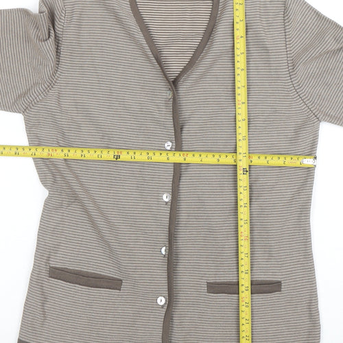 Cotswold Collections Women Beige Striped Cotton Cardigan Size S
