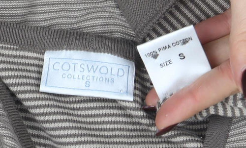 Cotswold Collections Women Beige Striped Cotton Cardigan Size S