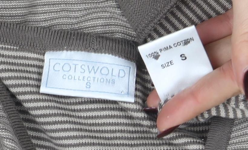 Cotswold Collections Women Beige Striped Cotton Cardigan Size S