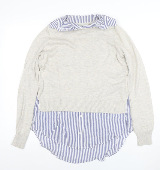 Atmosphere Women’s Beige Collared Pullover Jumper Sweater 2XS