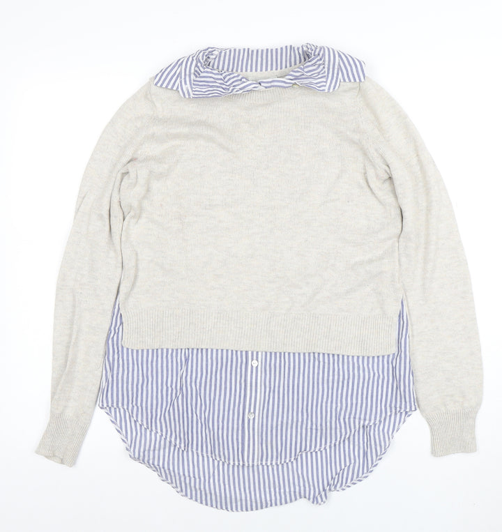 Atmosphere Women’s Beige Collared Pullover Jumper Sweater 2XS