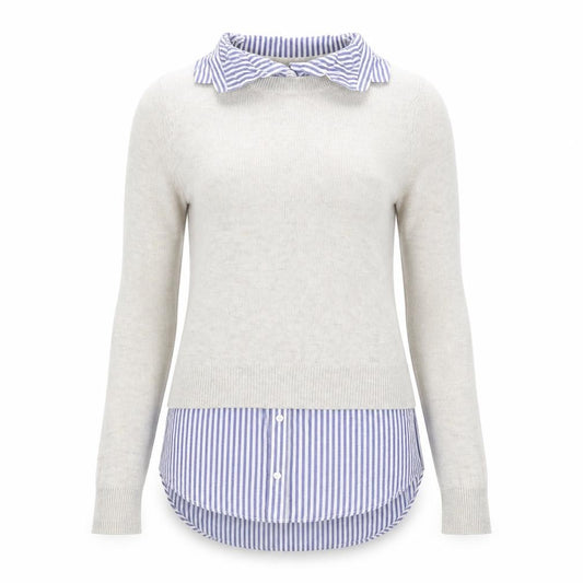 Front view of Atmosphere Women’s Beige Collared jumper Sweater 2XS