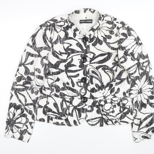 Gerry Weber Women's Black White Floral Blazer UK Size 12