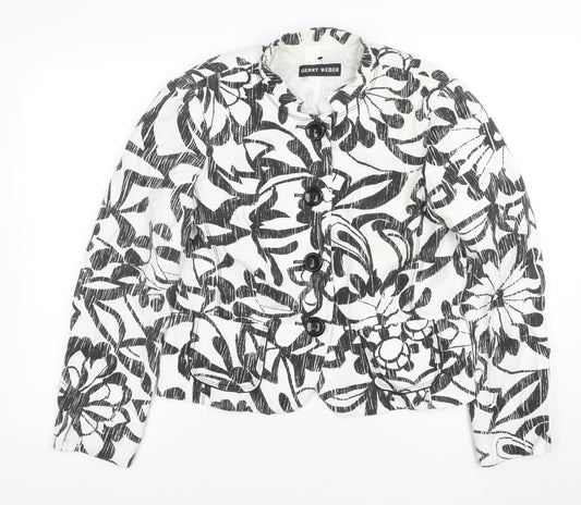 Gerry Weber Women's Black White Floral Blazer UK Size 12
