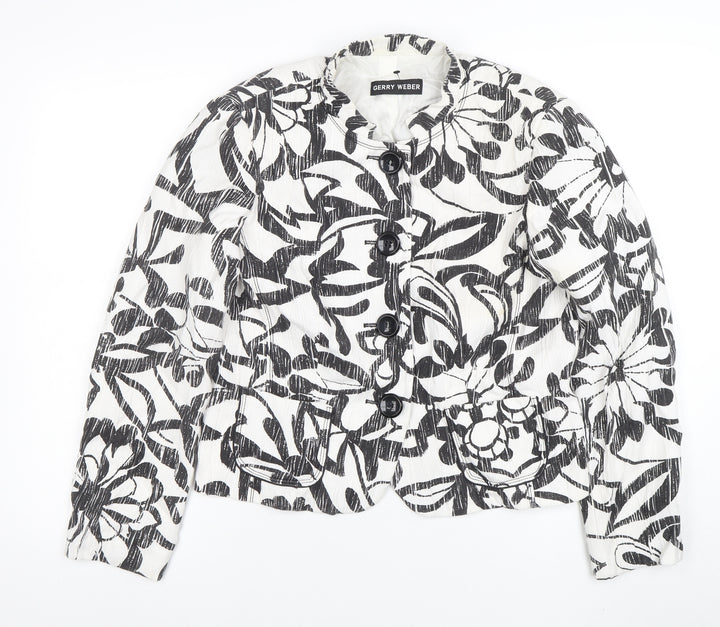 Gerry Weber Women's Black White Floral Blazer UK Size 12