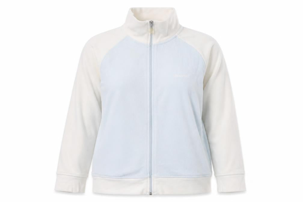 Front view of Reebok Women's Blue Full Zip Fleece Jacket, size 14