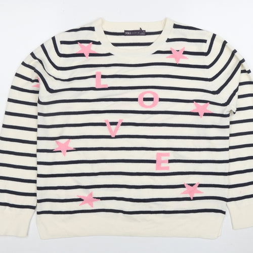 Marks and Spencer Women's Multicoloured Size 16 Striped LOVE Jumper