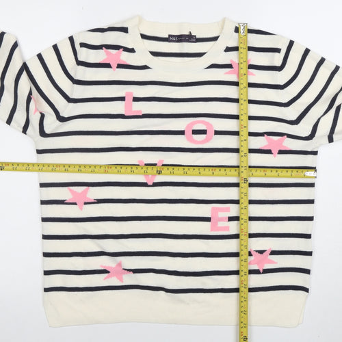 Marks and Spencer Women's Multicoloured Size 16 Striped LOVE Jumper