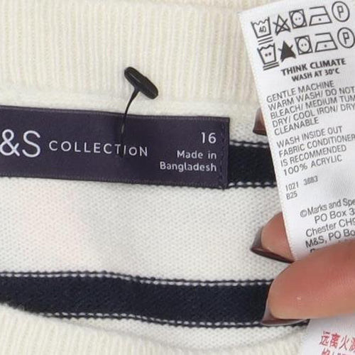 Marks and Spencer Women's Multicoloured Size 16 Striped LOVE Jumper