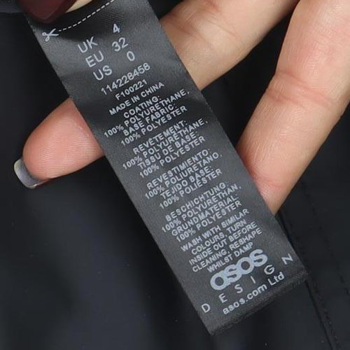 ASOS Womens Black Waterproof Anorak Jacket Size 4 Hooded