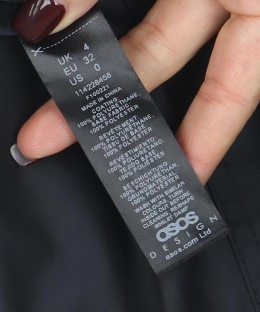 ASOS Womens Black Waterproof Anorak Jacket Size 4 Hooded