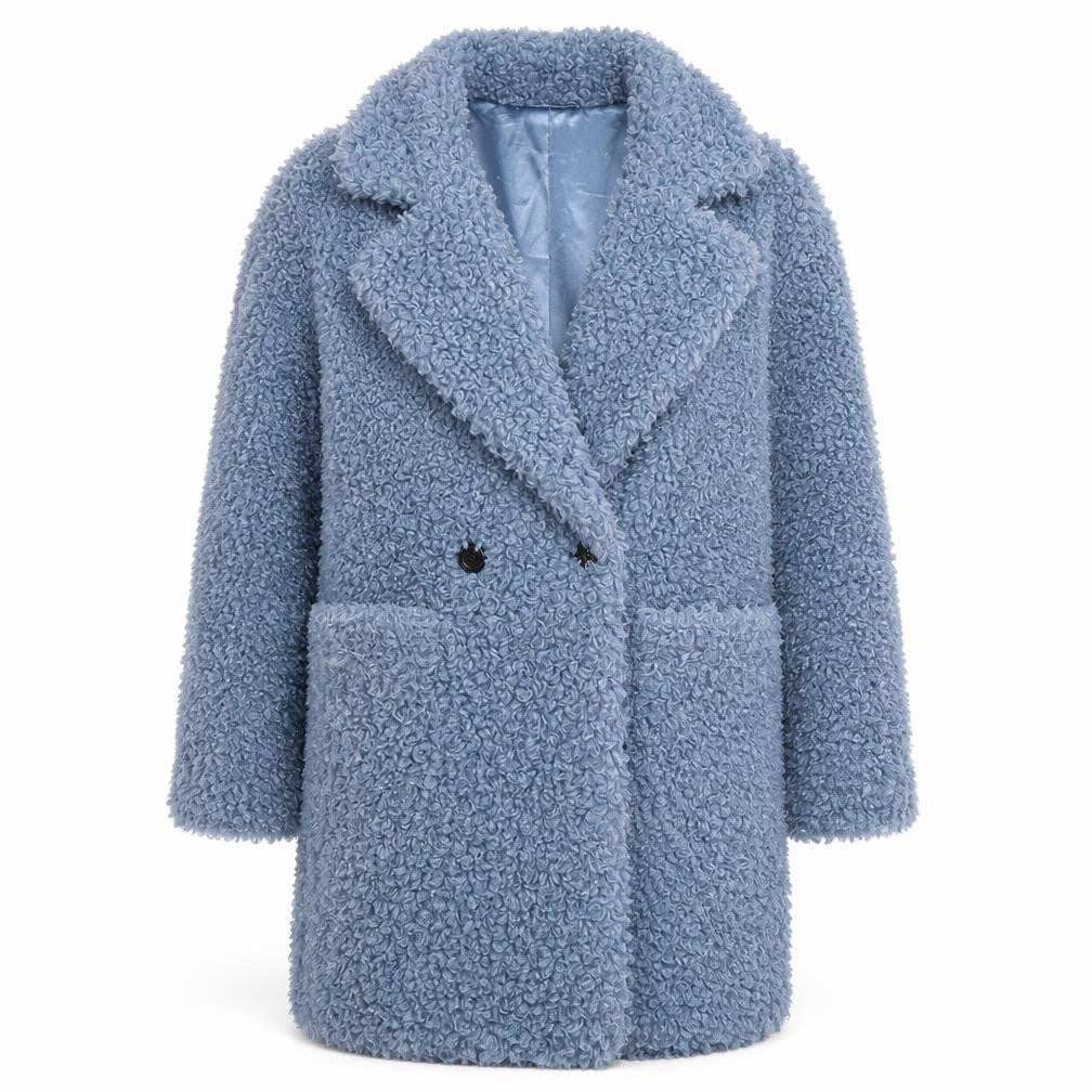 Front view of Next Women's Blue Textured Mid-Length Button Coat, size S
