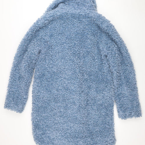 Next Women's Blue Textured Mid-Length Button Coat Size S