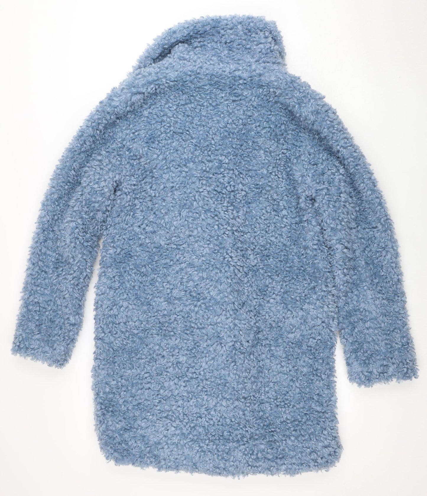 Next Women's Blue Textured Mid-Length Button Coat Size S