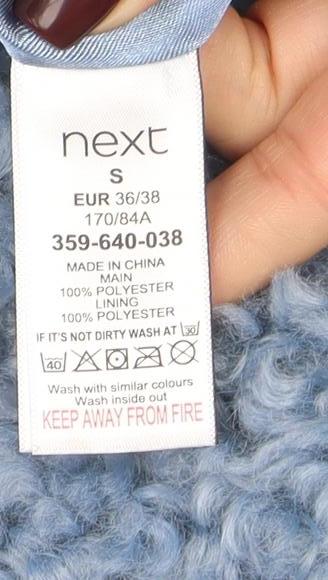 Next Women's Blue Textured Mid-Length Button Coat Size S