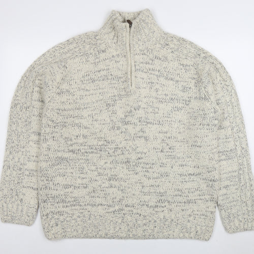 Stone Bay Men’s Beige Cable-Knit 1/2 Zip Jumper Size L