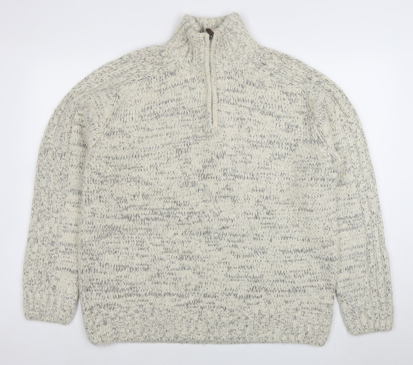 Stone Bay Men’s Beige Cable-Knit 1/2 Zip Jumper Size L