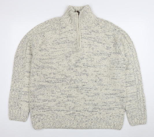 Stone Bay Men’s Beige Cable-Knit 1/2 Zip Jumper Size L