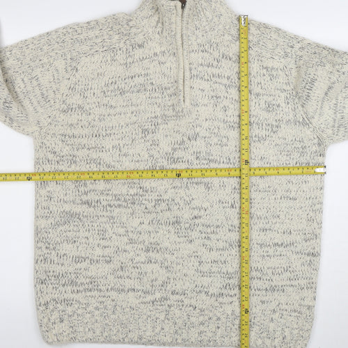 Stone Bay Men’s Beige Cable-Knit 1/2 Zip Jumper Size L