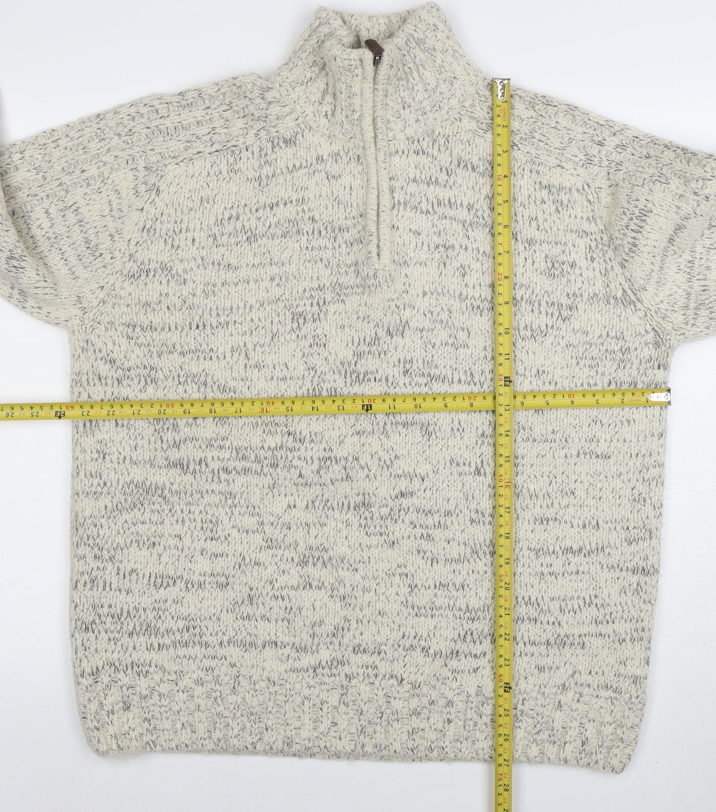 Stone Bay Men’s Beige Cable-Knit 1/2 Zip Jumper Size L