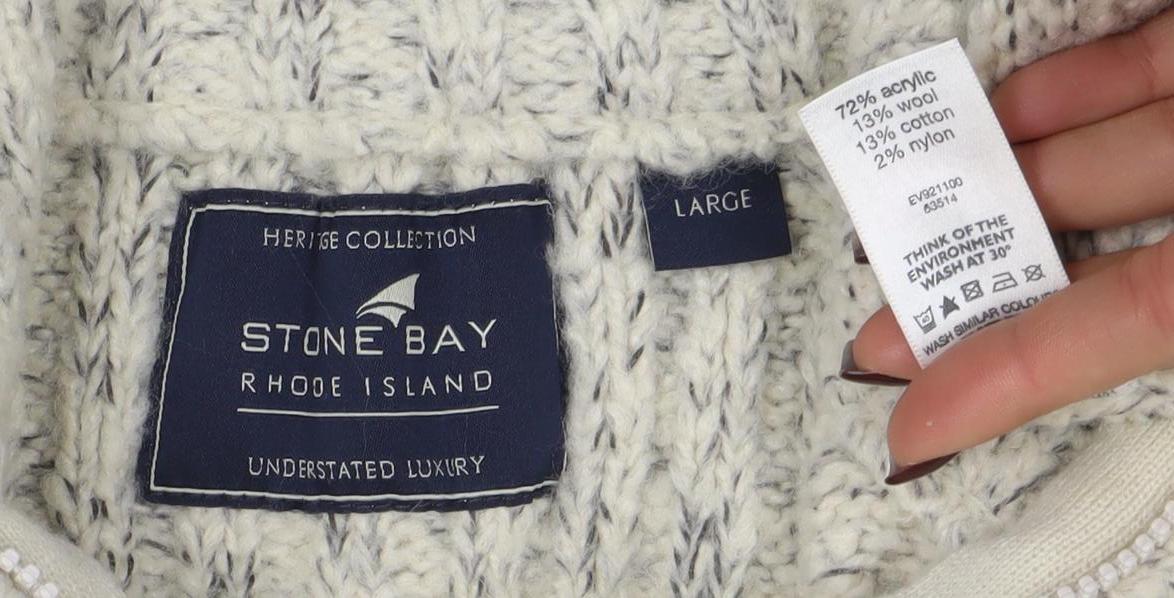 Stone Bay Men’s Beige Cable-Knit 1/2 Zip Jumper Size L