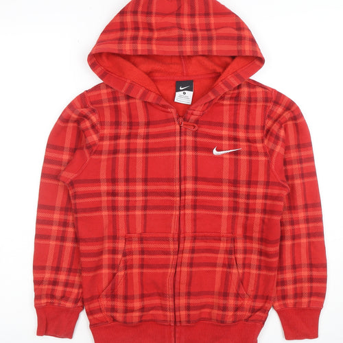Nike Women's Red Plaid Full Zip Hoodie Size S
