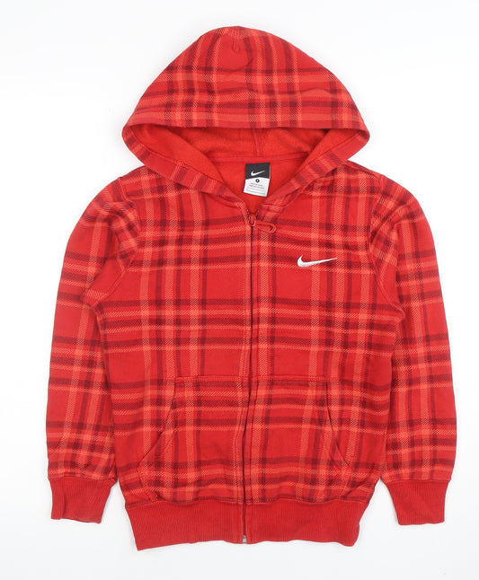 Nike Women's Red Plaid Full Zip Hoodie Size S