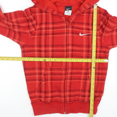 Nike Women's Red Plaid Full Zip Hoodie Size S