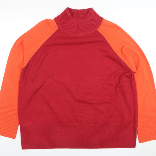 Marks and Spencer Women's Red Roll Neck Acrylic Jumper L