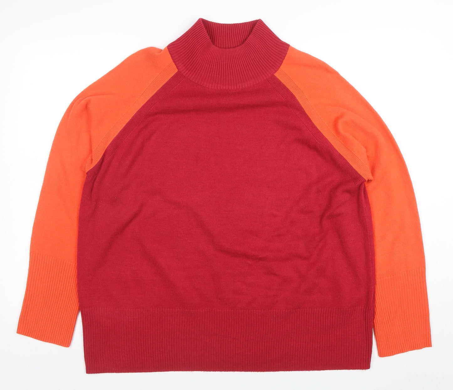 Marks and Spencer Women's Red Roll Neck Acrylic Jumper L