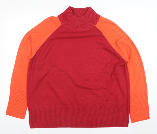 Marks and Spencer Women's Red Roll Neck Acrylic Jumper L