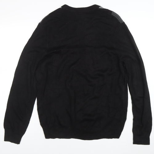 Dockers Men's Black Argyle Pullover Jumper L Crew Neck Knit