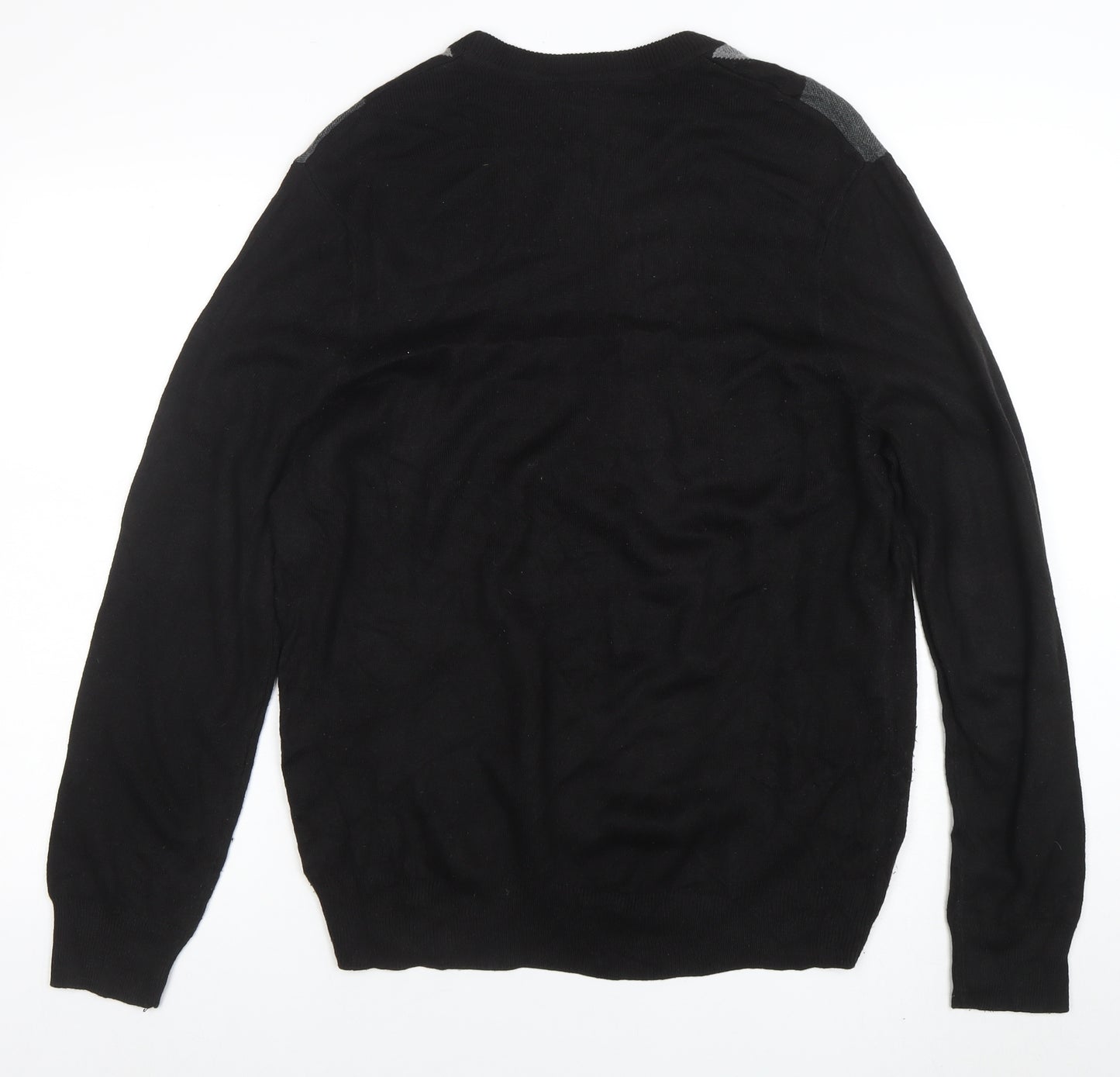 Dockers Men's Black Argyle Pullover Jumper L Crew Neck Knit