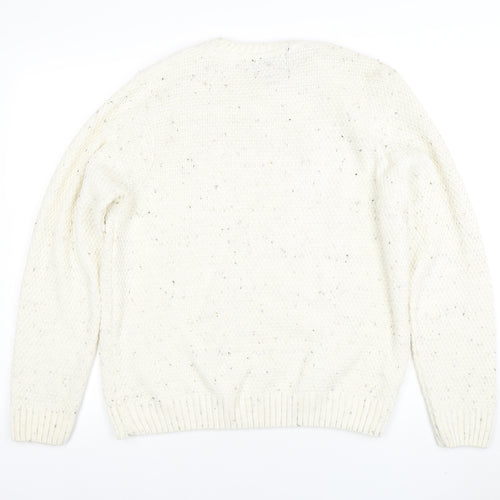 Burton Menswear London Men's Ivory Wool Blend Chunky Knit Jumper Large